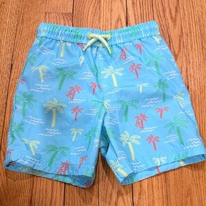 Toddler Boy Blue Palm Tree Bathing Suit 4T Brand New